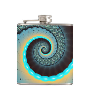 Cantil Arte fractal espiral abstrata azul turquesa laranj