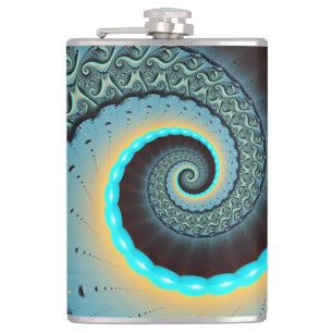 Cantil Arte Fractal Espiral Azul Turquesa Laranja Abstrat