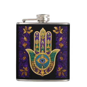 Cantil Arte Hamsas Dourado Roxo Verde do Mardi Gras