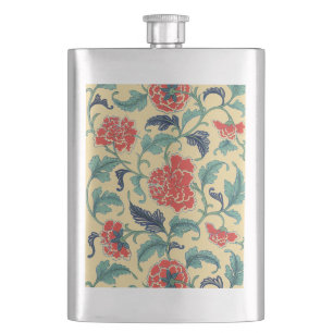 Cantil Arte Nova Antiga Chinoiserie Floral Vermelho Chinê