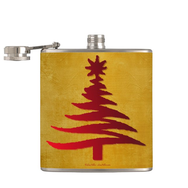 Cantil Árvore de Natal Estêncil Vermelho sobre Dourado (Aberto)
