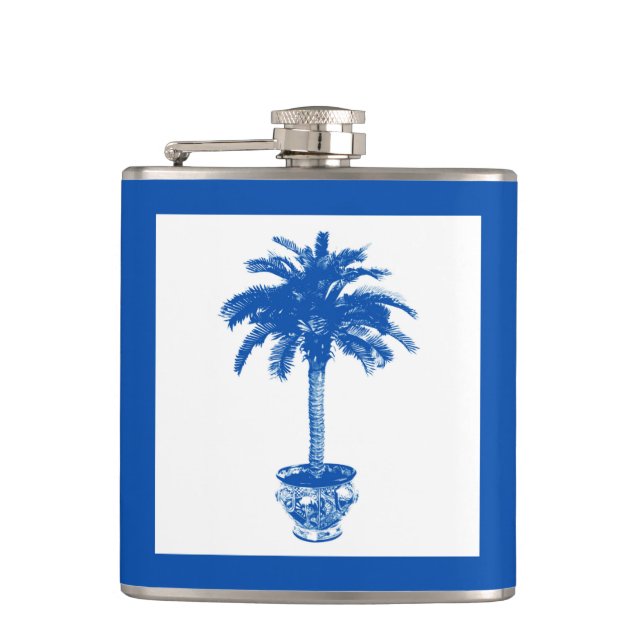 Cantil Árvore Palm Potente - azul de cobalto e branco (Frente)