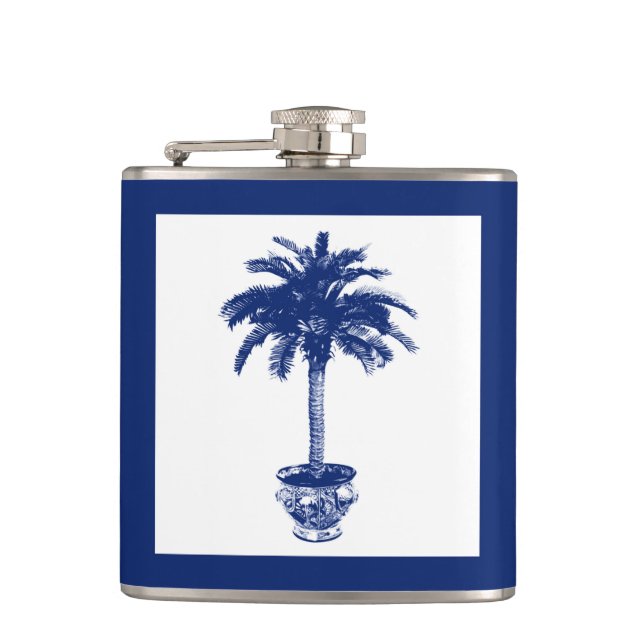 Cantil Árvore Palm Potente - marinho azul e branco (Frente)