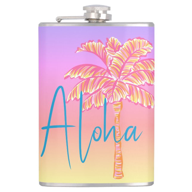Cantil Árvore Tropical Sunset Palm Rosa Aloha 8oz. (Frente)