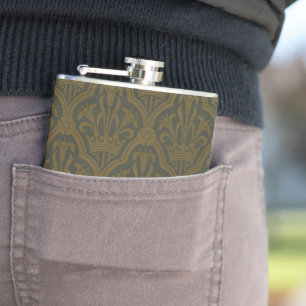 Cantil Audsley Vintage Gold Lírio Coroa Verde Damask Arte