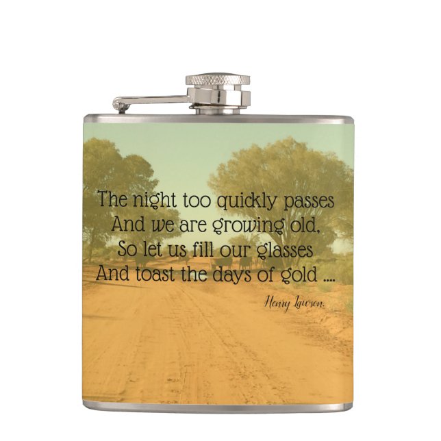 Cantil Aussie Henry Lawson Cote Bebendo Flask (Frente)