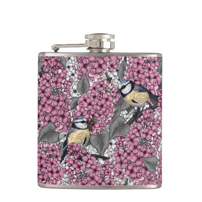 Cantil Aves em jardim lilás cor-de-rosa (Frente)