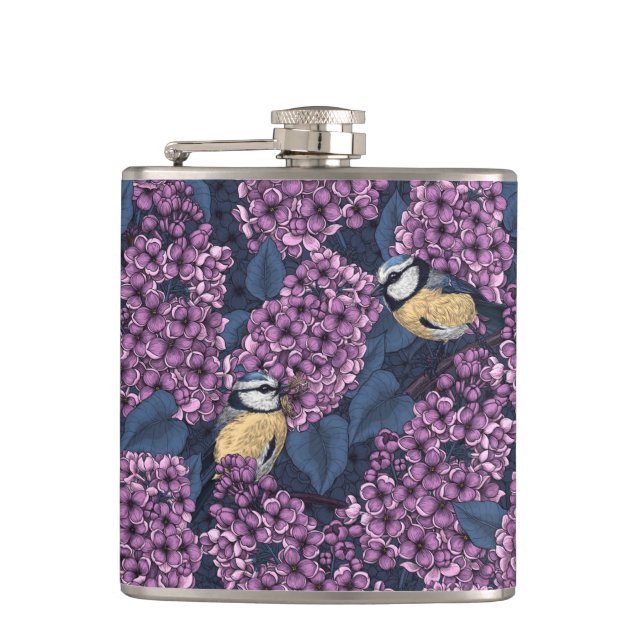 Cantil Aves no jardim lilás violeta (Frente)