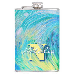 Cantil Azul Aqua Azul Acrínico Fluxo Arte