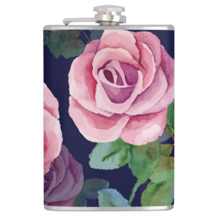 Cantil Azul Escuro, Rosas Rosa Aquarela.