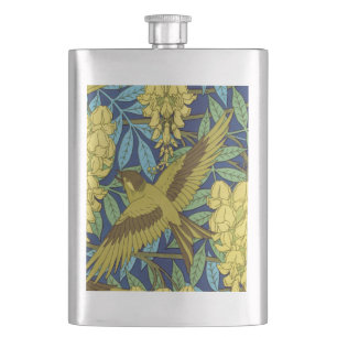 Cantil Azul Marinho Vintage com Padrão Floral Amarelo