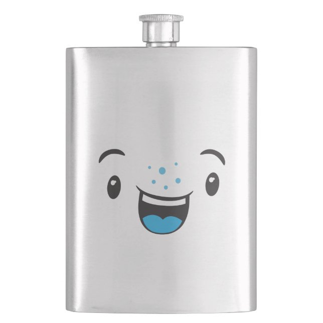 Cantil Azul Sorriso Kawaii Face Flask (Frente)