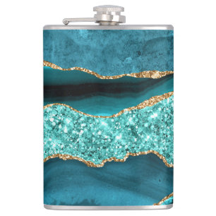 Cantil Azul Teal Marble Marble Aqua Turquoise Flask
