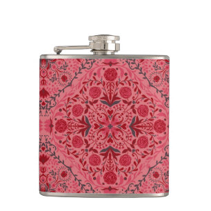 Cantil Azulejos florais em vermelho e melancia rosa