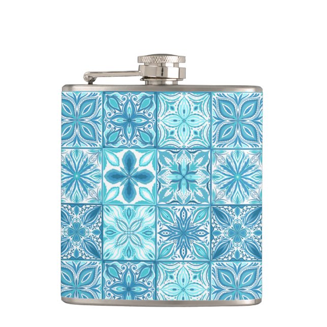 Cantil azulejos ornamentados em azul e branco (Frente)