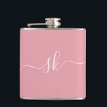 Cantil Bachelorette de Monograma Personalizado Cor-de-Ros<br><div class="desc">Flask de Festa de solteira Personalizada do Monograma Cor-de-Rosa Esbranquiçada. Favoritos divertidos para a sua festa de solteira. Fácil de personalizar. Pegue o seu hoje!</div>
