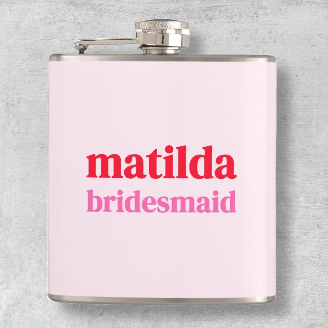 Cantil Bachelorette Mínimo Vermelho e Rosa de Bridesmaid (Criador carregado)
