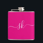 Cantil Bachelorette Rosa Monograma Personalizado<br><div class="desc">Frasco de Festa de solteira Rosa Monograma Moderno Personalizado. Fácil de personalizar.</div>