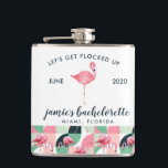 Cantil Bachelorette Tropical Flamingo Personalizada<br><div class="desc">A solteira perfeita para a sua festa "Flocked Up"! Nossos frascos de noivas flamingos são a maneira perfeita para sua tripulação chamar toda a atenção para onde quer que você e suas garotas vão! Adicione seu texto personalizado a este design usando as caixas "Editar este modelo design" no lado direito...</div>