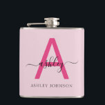 Cantil Bala de Festa de solteira da Garota do Monograma R<br><div class="desc">Elevem a sua celebração com este frasco chic, monograma personalizado, perfeito para a noite de saída ou festa de solteira de uma menina. O ousado monograma cor-de-rosa-quente, aliado a uma escrita elegante, cria um design marcante, mas feminino, que faz deste frasco um na moda de guardar em qualquer ocasião. Quer...</div>