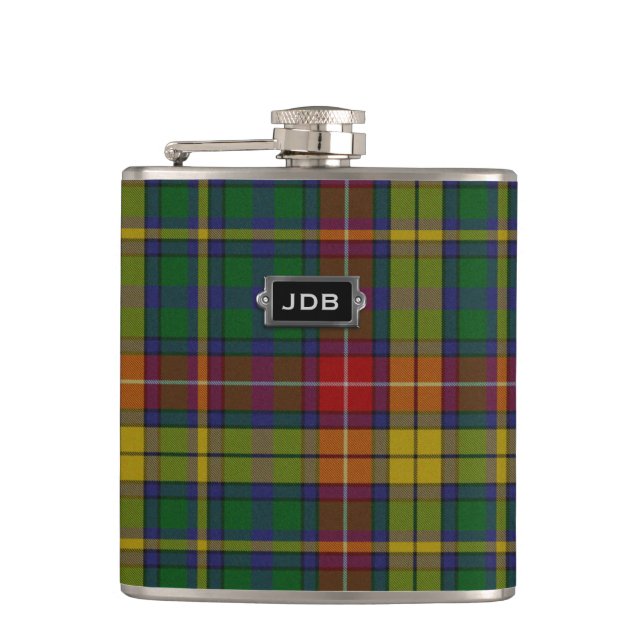 Cantil Balão de Xadrez Clã Buchanan Tartan Monograma (Frente)