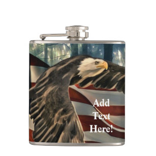 Cantil Bald Eagle American Flag Country Road Flask