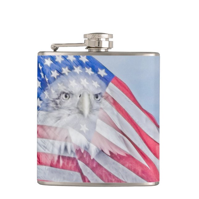 Cantil Bald Eagle e a bandeira americana (Frente)