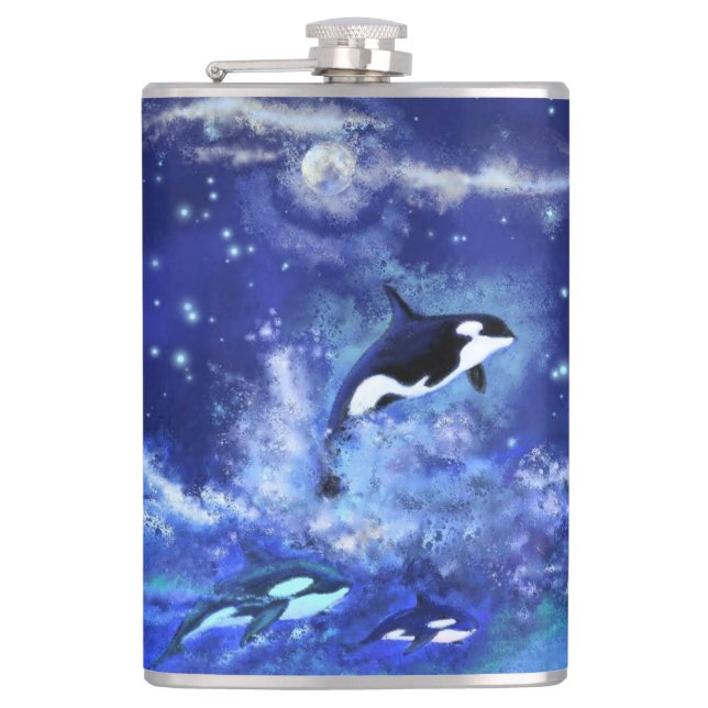 Cantil Baleias Assassinas Flask Blue Full Moon Night (Frente)