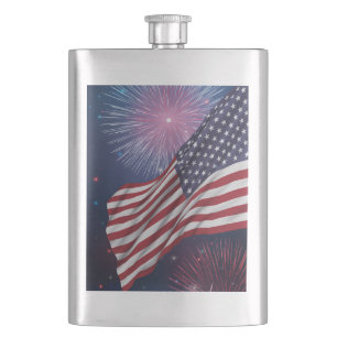 Cantil Bandeira Americana & Fogos de Artifício