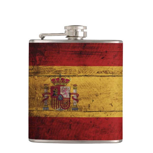 Cantil Bandeira da espanha na grão de madeira velha (Frente)