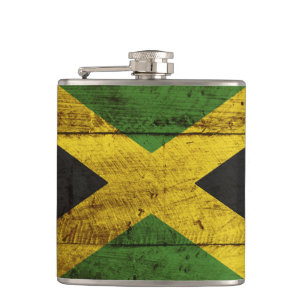 Cantil Bandeira da Jamaica em velha textura de madeira