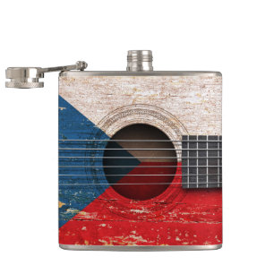 Cantil Bandeira da república checa na guitarra acústica
