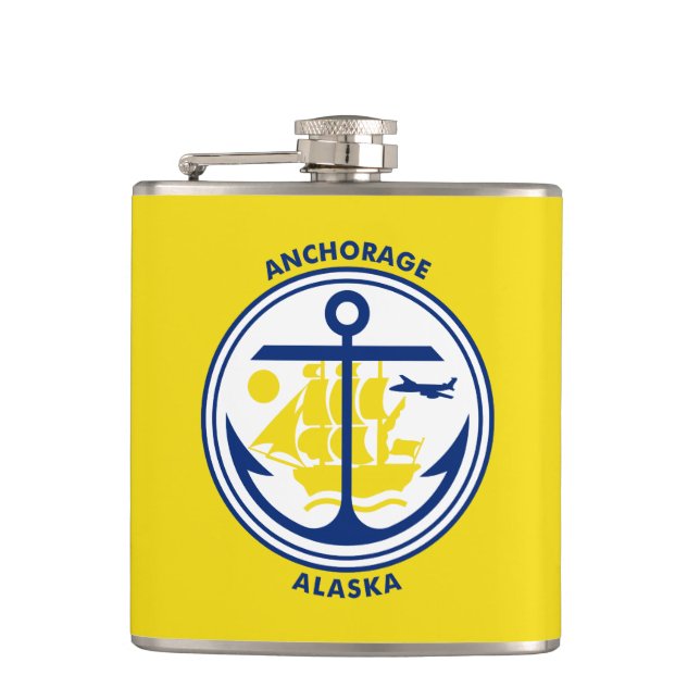 Cantil Bandeira de Anchorage, Alasca Flask (Frente)