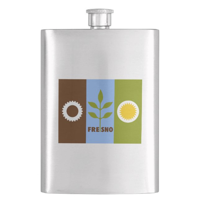 Cantil Bandeira de Fresno, California Flask (Frente)