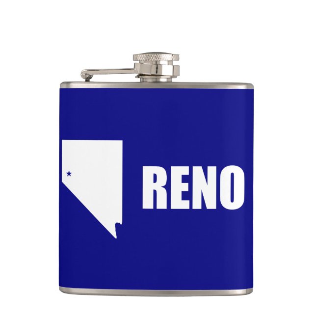 Cantil Bandeira de Reno, Nevada Hip Flask (Frente)