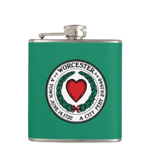 Cantil Bandeira de Worcester, Massachusetts Flask