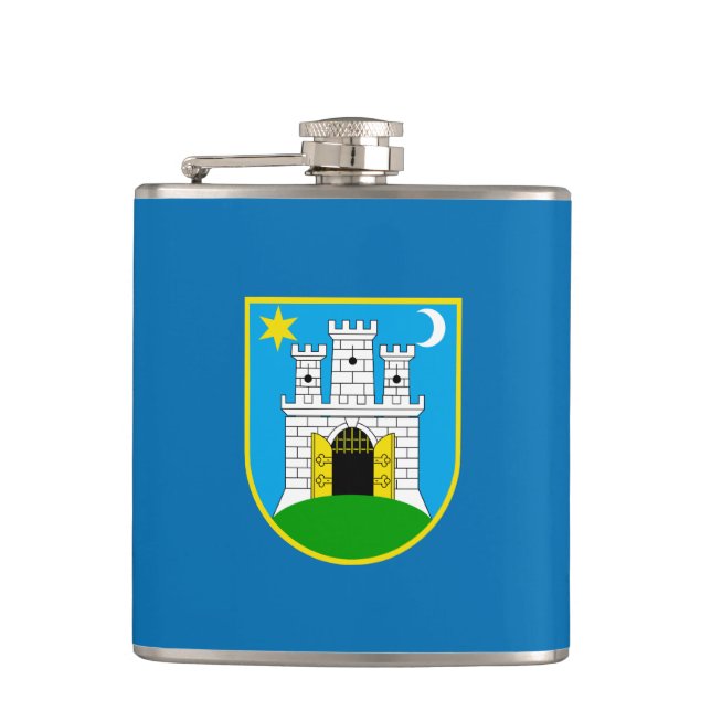 Cantil Bandeira de Zagreb, Croácia Hip Flask (Frente)