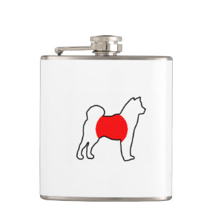 Cantil Bandeira do Japão na silhueta de shiba