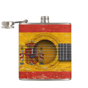 Cantil Bandeira espanhola na guitarra acústica velha