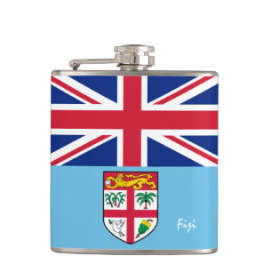 Cantil Bandeira Fijiana e bebida, viagem Fiji rugby/fã d