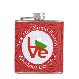 Cantil Bandeira Vermelha Búlgara Personalizada LOVE