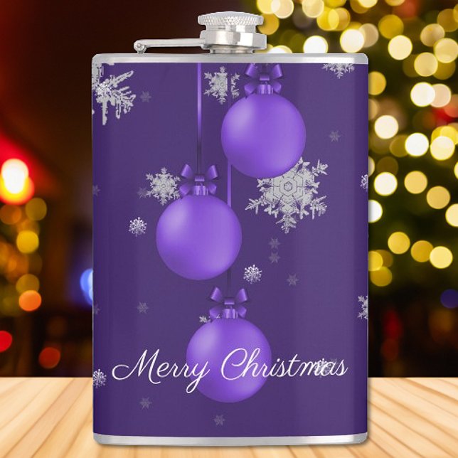 Cantil Bandeja de Férias de Enfeites de natal Roxos (Purple Christmas Ornaments Holiday Flask)