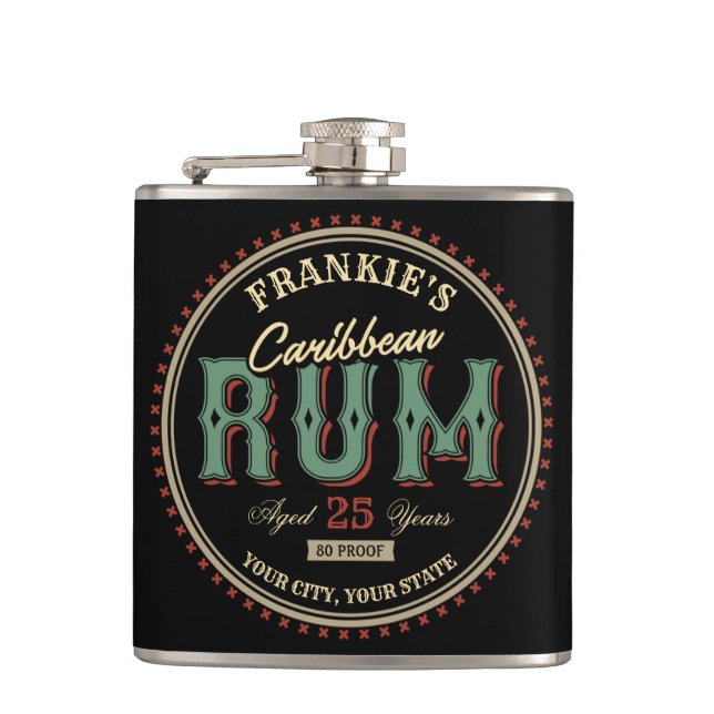 Cantil Bar de Etiqueta de Rum de Caribe Personalizado (Frente)