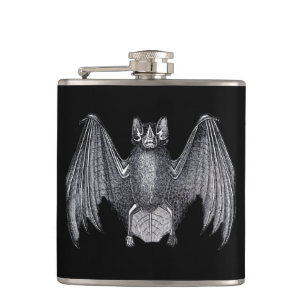 Cantil Bat Vintage Horror Aço Inoxidável Vinil Flask