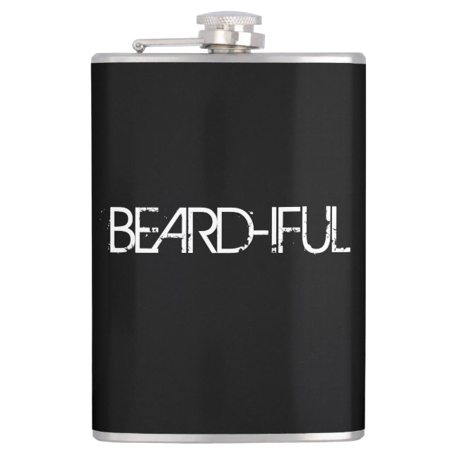 Cantil Beard Flask - Beard-Iful - para o Homem Arbordado (Frente)