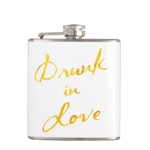 Cantil Bebado no formato Love Flask in white & gold