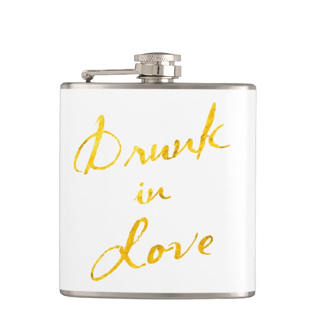 Cantil Bebado no formato Love Flask in white & gold (Frente)