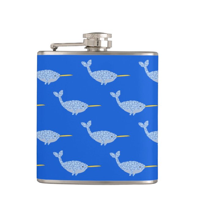 Cantil Bebê Menino Azul Fofo Padrão de Narval (Frente)