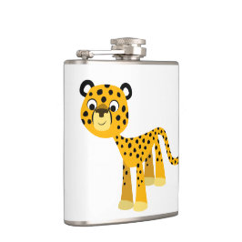 Cantil Bela e Feliz Cartoon Cheetah Hip Flask