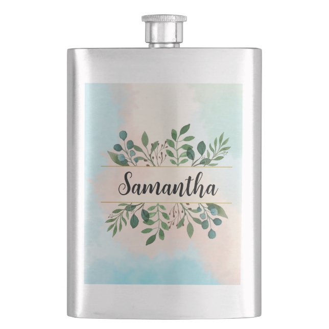 Cantil Belo nome personalizável Verde deixa o arco-íris (Frente)